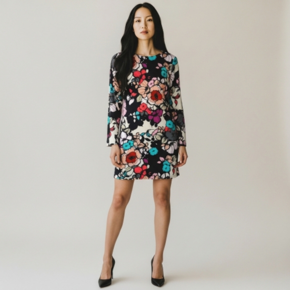 Express Dresses & Skirts - Express Dress floral spring sheath dress long sleeve multicolor bright 4